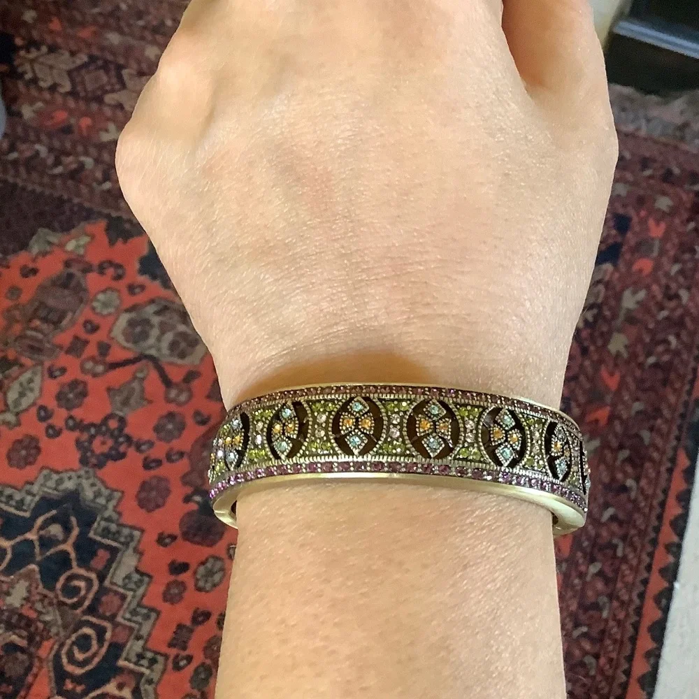Heidi Daus Mosaic Masterpiece Crystal Bangle Bracelet SZ S/M